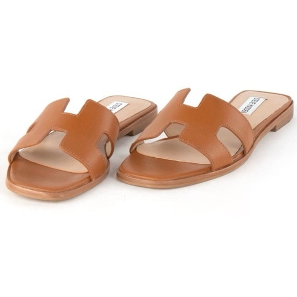 STEVE MADDEN • Hadyn Cognac Sandals Shoe Similar to Hermès Oran Slides - Picture 7 of 9